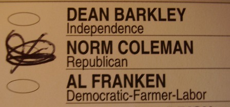 Al Franken challenged this ballot