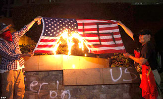Flag-burning foreigners : AP Photo