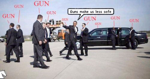 Obama is surrounded by guns