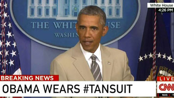 Obama wears tan suit!