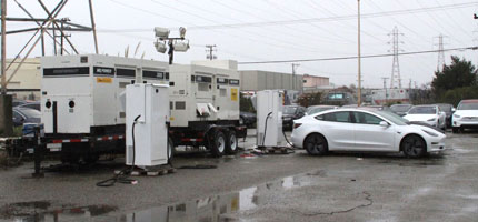 Tesla store uses diesel generator