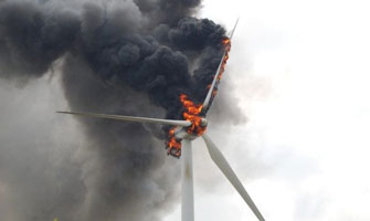 Wind turbine burning
