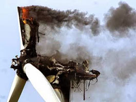 Wind turbine on fire