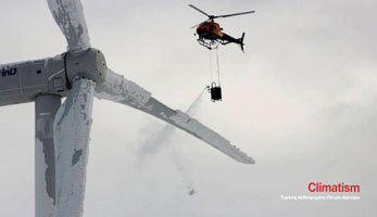 De-icing a windmill via helicopter