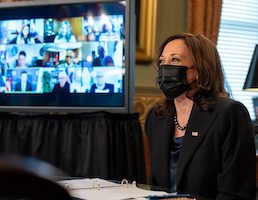 Kamala Harris wearing a mask for no reason