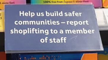 Shoplifting sign Shoplifting sign