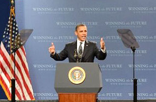 Teleprompter in use Teleprompter in use